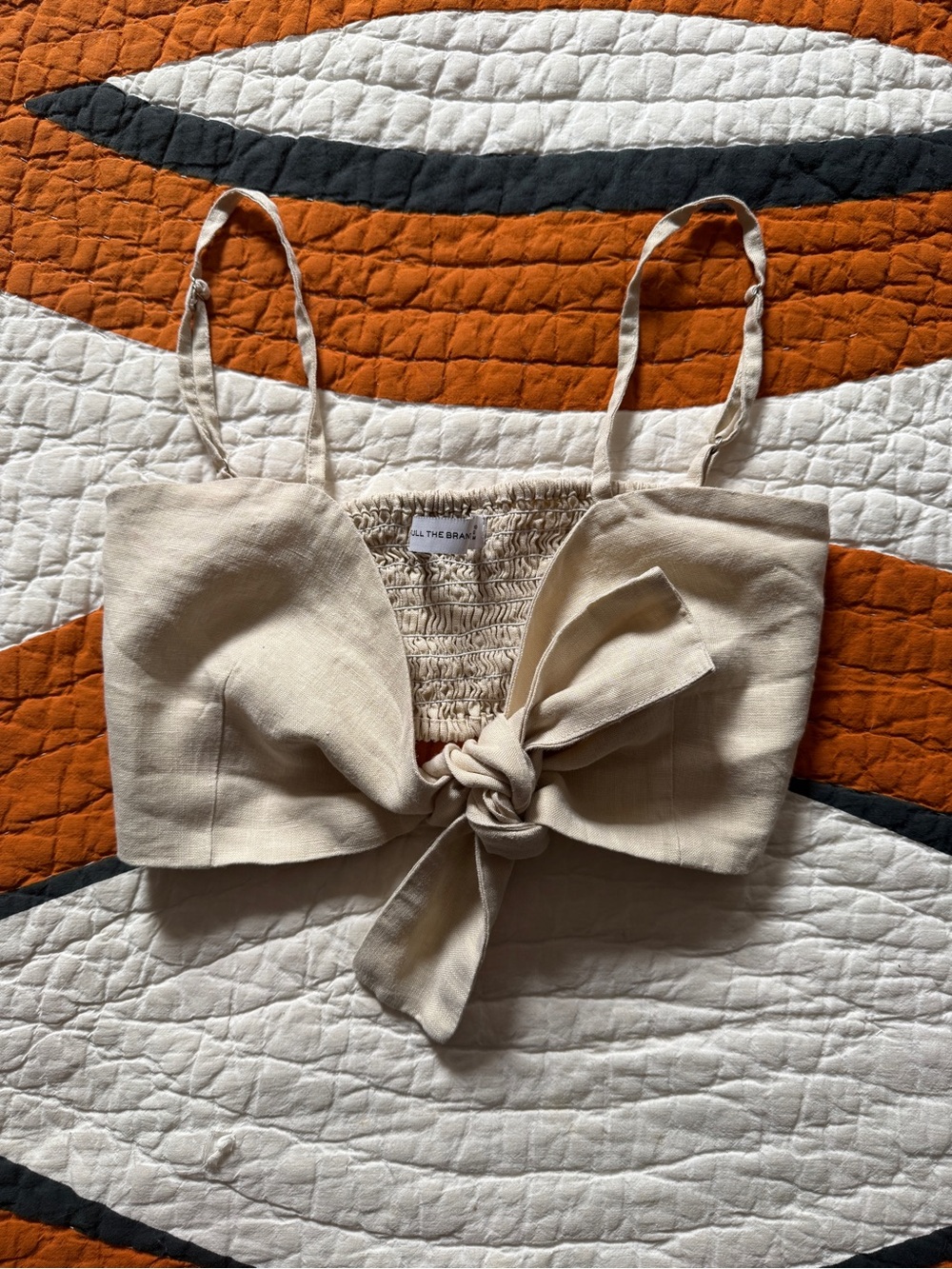 Faithfull the Brand Cream Tie-Front Crop Tank